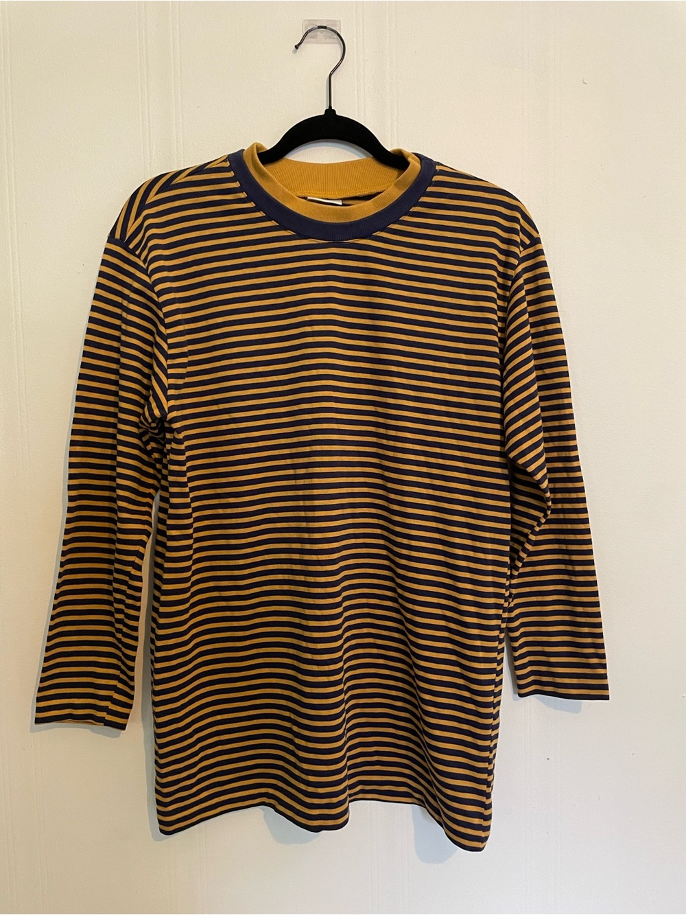 Vintage Long Sleeve Mustard Yellow & Blue Shirt